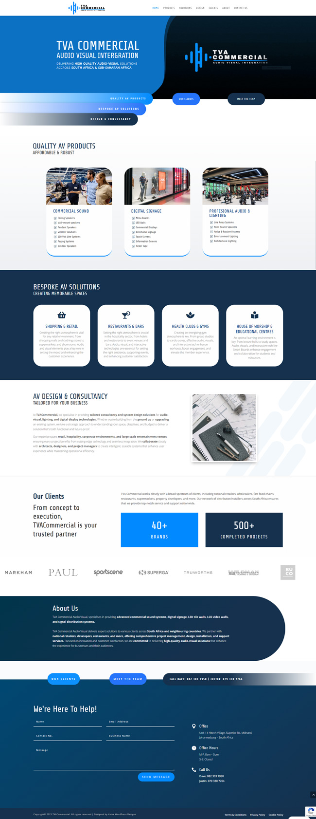 Audio-Visual Integration Company: Single-Page Website Revamp